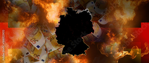 Euro banknotes and fire and...