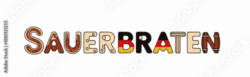 Traditional sauerbraten typography featuring flag color elements