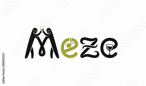 Artistic meze illustration incorporating wine glass elements