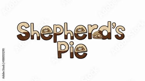 Hearty shepherds pie illustration with crust motifs
