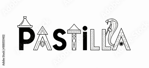 Exotic pastilla word graphic with cone and herb