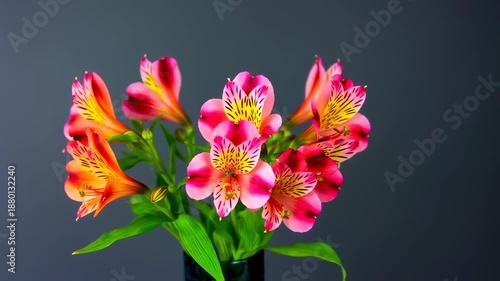 Vibrant Pink and Orange Alstroemeria Bouquet
