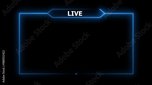 live streaming neon text frame animation box frame neon red frame live streaming game live Stream overlay animation for live streaming video Titles 4k.live streaming neon text frame animation box