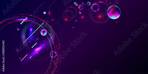 3I ATLAS Dark retro futuristic cyberpunk elements abstraction background cosmos synthwave vaporwave retrowave glitch circle with blue and pink glows