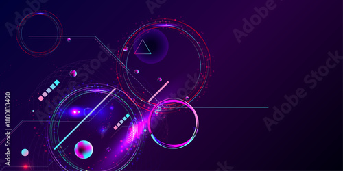 3I ATLAS Dark retro futuristic cyberpunk elements abstraction background cosmos synthwave vaporwave retrowave glitch circle with blue and pink glows