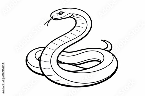 Wallpaper Mural Clean black and white line drawing of a coiled snake with a calm yet alert expression, ideal for logos, tattoos, educational material, or minimalist graphic design. Torontodigital.ca