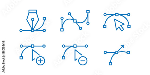 Vector Pen Tool and Curve Icons for Graphic Design.