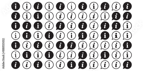 Black-and-White Information Icon Set for UI and UX Design.