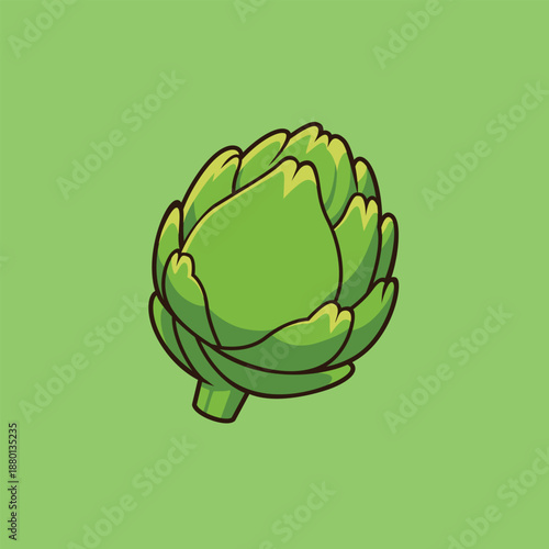 Simple Green Artichoke Flat Illustration