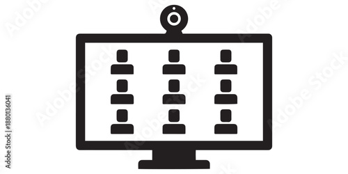 Video Conference and Online Meeting Icon in Minimalist Vector Style.