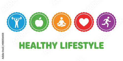 Healthy Lifestyle Icons and Wellness Infographic Vector Design.
