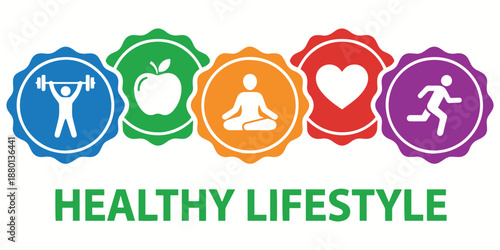 Healthy Lifestyle Icons and Wellness Infographic Vector Design.