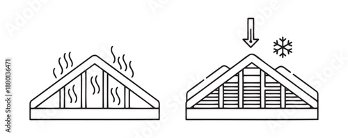 Roof ventilation system with heat regulation and snow feature  