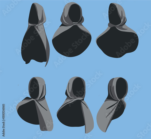 Set of Dark Fantasy Hoods and Cloaks Illustration for Character Design Assets