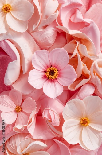 Various Pink Flowers Arranged Together on a Soft Background