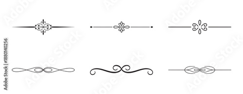 A collection of elegant vintage black line dividers and flourishes set for design projects
