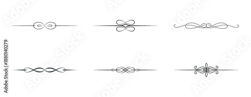 A collection of six elegant hand-drawn ornamental dividers for various design projects