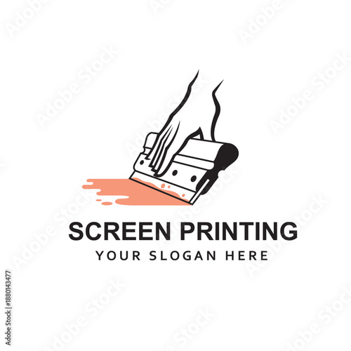 silk screen printing icon with squeegee in hand isolated on white background