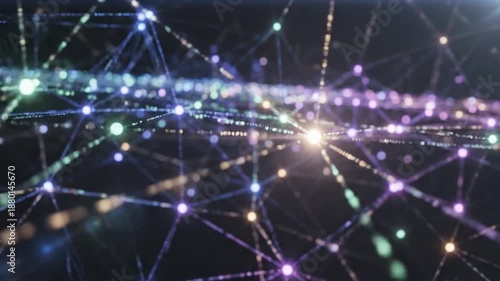 Wallpaper Mural Abstract futuristic network of glowing connected dots and lines representing technology and data transfer Torontodigital.ca