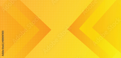 Vibrant Yellow Geometric Abstract Background with Overlapping Chevron Arrows and Halftone Dots