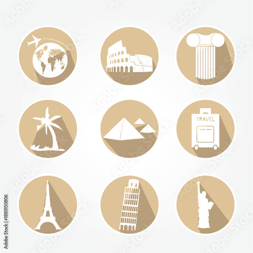 World Monuments Travel Touring Icons
