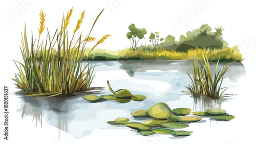 Everglades National Park. Everglades National Park hand drawn watercolor illustration