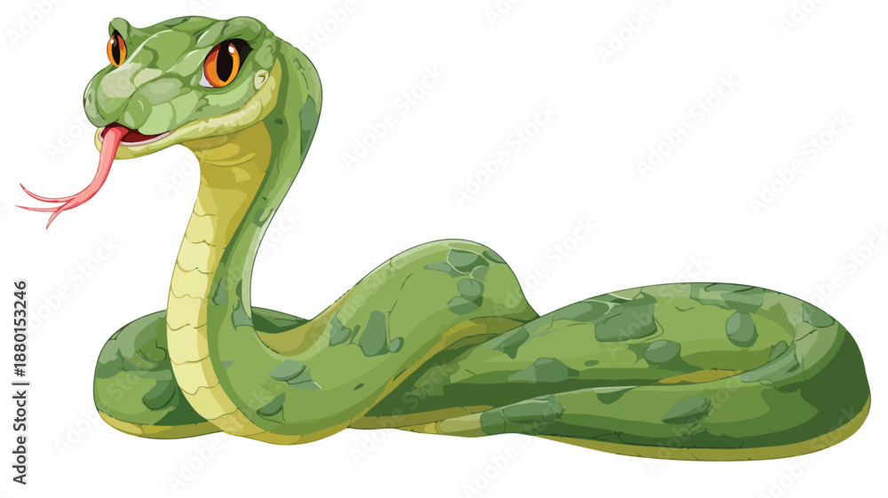 Fototapeta premium Playful Cartoon Snake Sticking Out Its Tongue Vector Illustration