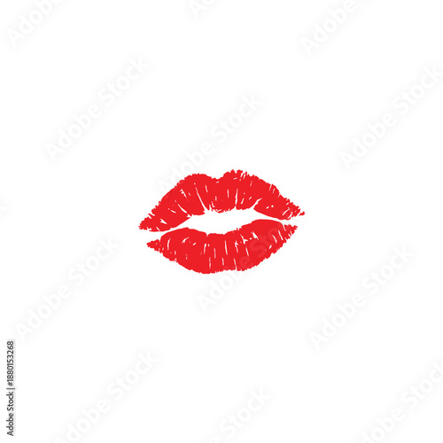 Red Lipstick Kiss Mark Pop Art Illustration.