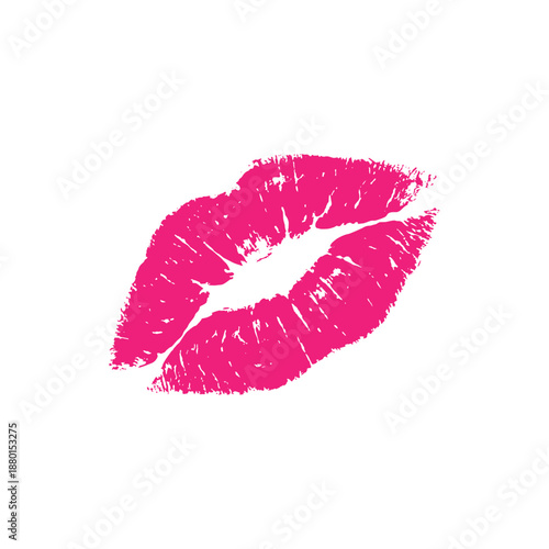 Red Lipstick Kiss Mark Pop Art Illustration.