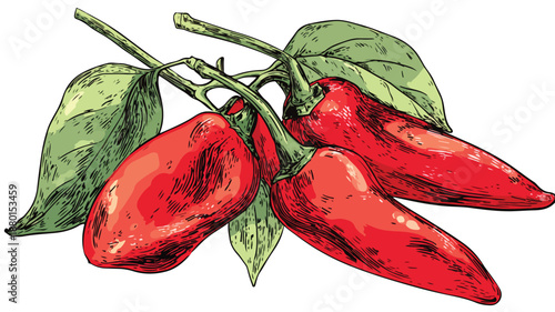 Delicious Chiles en Nogada Mexican Food Cartoon Style Vector Illustration