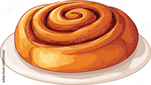 Cinnamon Roll Cartoon Style Vector Illustration