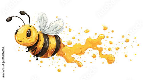 Cute Bee with Honey Isolated Vector for Adorable Designs and Projects