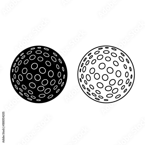 Comparison of golf balls in black and white illustrations