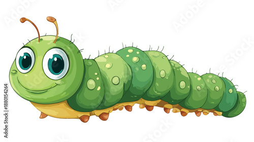 Cute Caterpillar Cartoon on White Background Vector Illustration