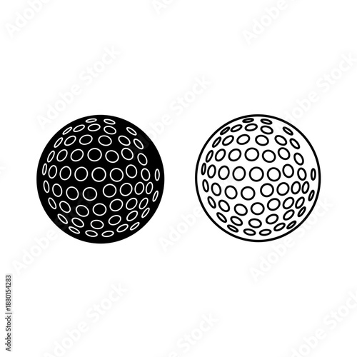 Black and white golf balls with detailed dimple patterns