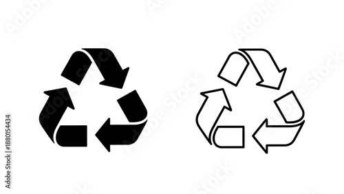 Universal recycling symbols representing environmental sustainability and waste management