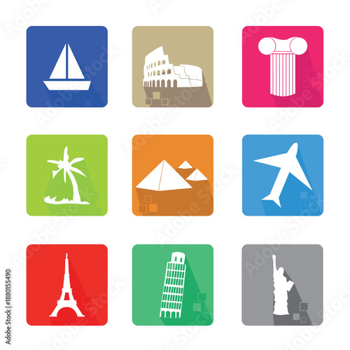 Worldwide Tourist Sites Travel Icons