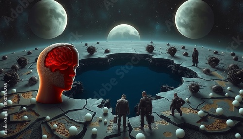 Mysterious Cosmic Exploration Scene