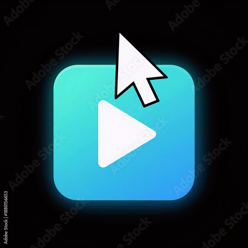 Cyan start button with play and white arrow on black background Free Download Cyan start button with play and white arrow on black background - GFXLoad