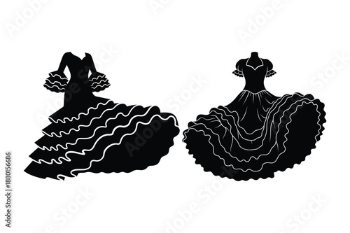 Traditional Spanish Dance Dress Silhouettes