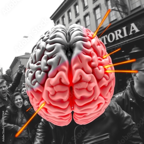 Brain Amidst Excited Street Scene