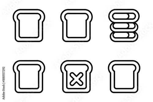 Sliced Bread Toast and Breakfast Food Icons