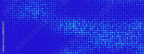 Blue pixel mosaic with glowing digital squares creates abstract tech background perfect for fintech presentations, crypto data visualization, and futuristic business designs.