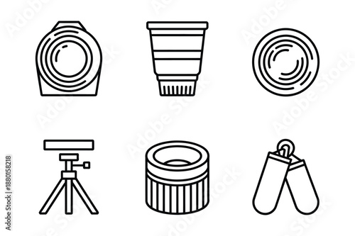 Professional Photography Equipment and Lens Icons