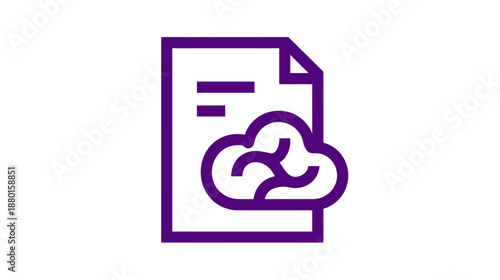 Cloud document file icon representing digital data storage, online information management, and remote computing services.