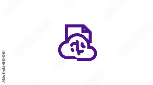 Digital cloud storage and file synchronization outline icon. Data transfer, networking, and modern technology concept illustration.