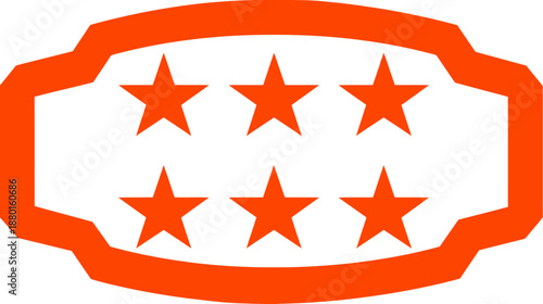 Orange six-star indicator icon on white background, resembling a vehicle dashboard warning light or engine performance symbol