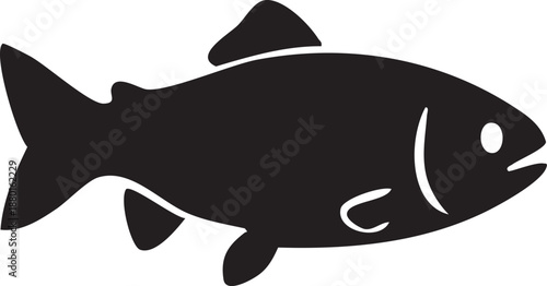 Black shark vector illustration featuring a cartoon silhouette of a marine animal swimming underwater in the ocean with a sharp fin design and nature art symbol