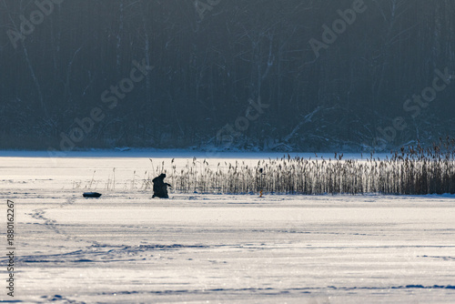 Ice Fishing Silhouette