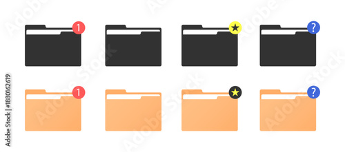Set of modern folders icons for UI UX